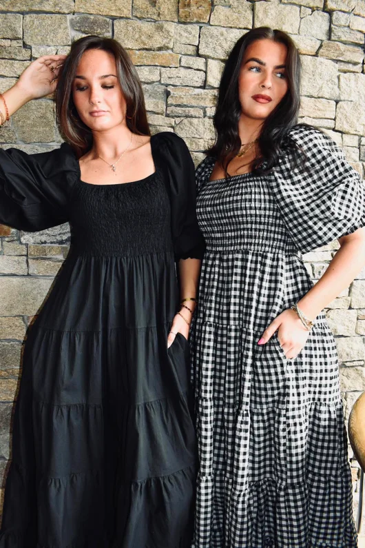 Nonni Gingham Darling Dress Black